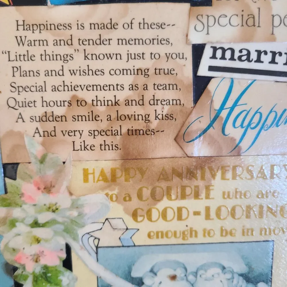 Vintage Decoupage Tray Paper Art Collage Celebrating Wedding Anniversary Love